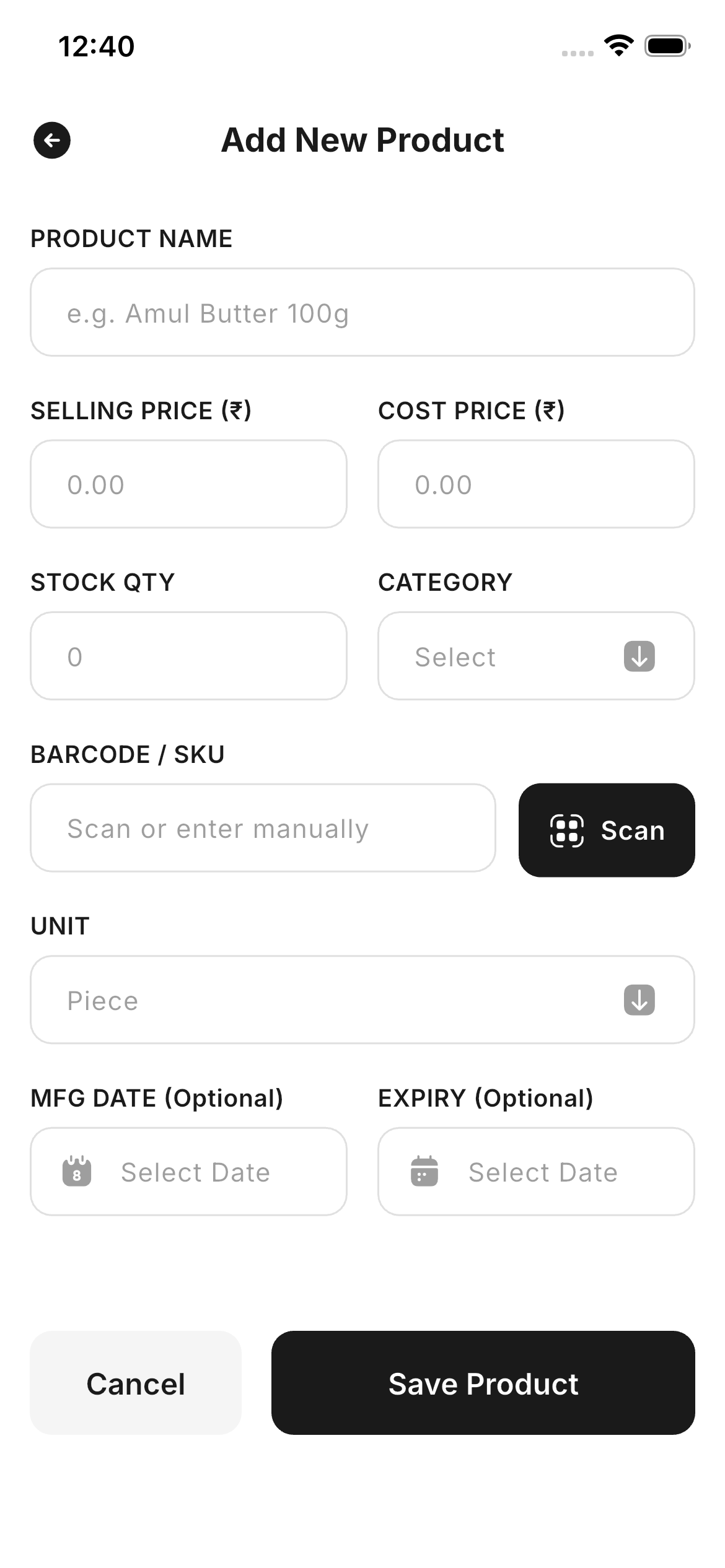Add Product Quickly
